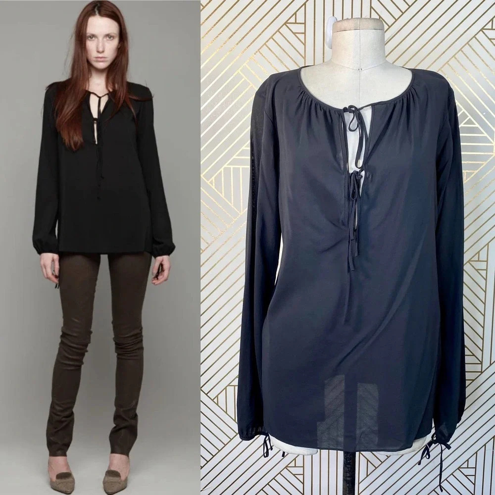 Joseph‎ Carlotta Georgette Stretch Blouse Black